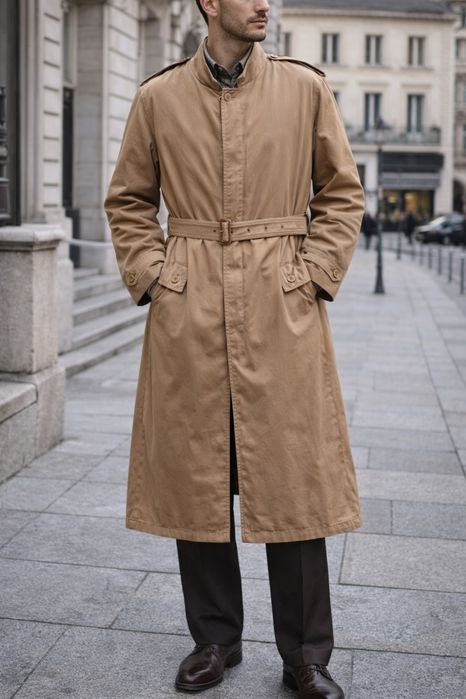 Męski włoski płaszcz vintage trencz Allegri M L  80s vintage retro