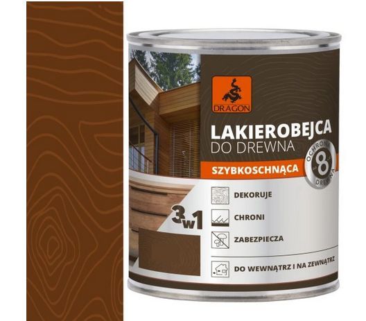 DRAGON Lakierobejca do drewna szybkoschnąca 5l orzech włoski