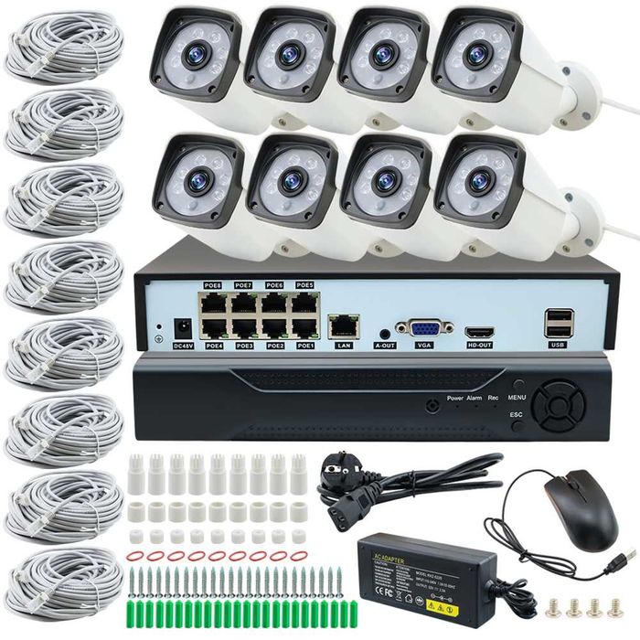 KIT Video Surveillance System: 8-Channel IP POE Cameras, 8MP 4K, Viewable on Mobile Phone64354204984449121