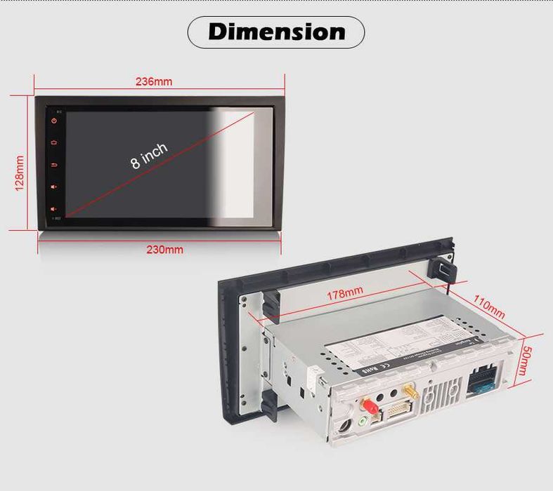 Auto radio Audi A4 Android 14 2 din radio/dvd/cd/usb/sd/gps/bluethoo