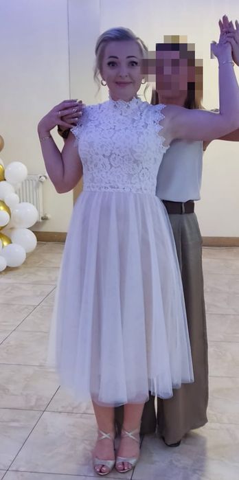 Sukienka elegancka komunia chrzest koronka tiul