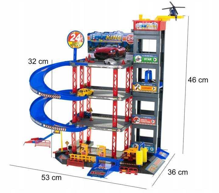 Garaż tor parking samochodowy 5-piętrowy dla dzieci autka helikopter