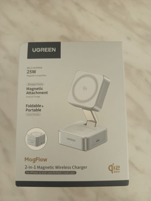 Ładowarka UGREEN MagFlow 2-in-1 | Qi2 MagSafe 25W | Ultra-Szybka