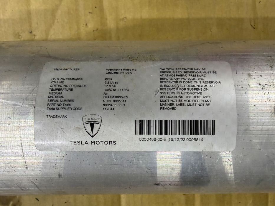 butla, zbiornik powietrza tesla model s p85d nr. 6006408-00-b.