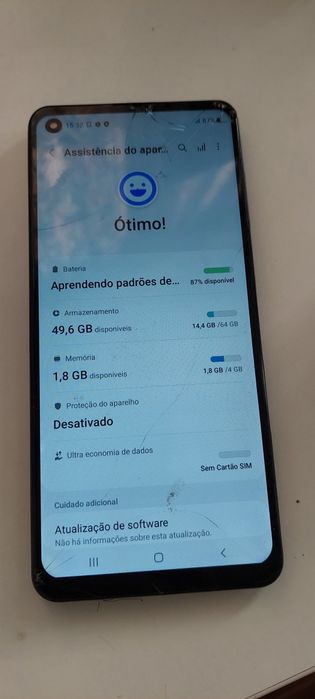 A 21s usado é ecrã partido mas trabalha