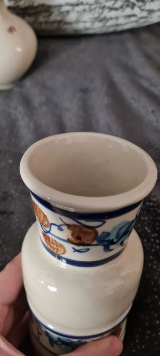 Wazon Bolesławiec dekoracja floralna a la Orient PRL design