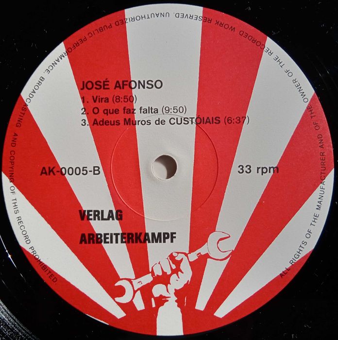 José Afonso	- - - - -		A Luta Continua (Solidarität Mit Den ... 	- 	LP