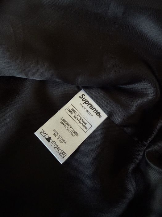 Supreme x Jamie Reid “It’s All Bollocks” Varsity Jacket — Black, SS21 — SKU SS21J65 BLACK.