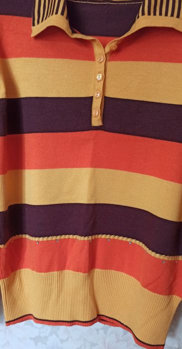 Sweter polo w pasy wiskoza
