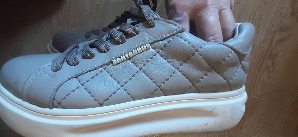 Шкіряні кеди пудрового кольору