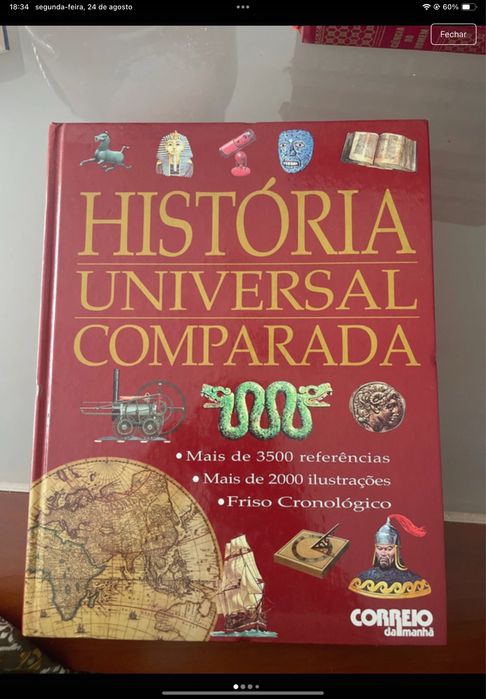 Conjunto de 20 livros de história, ciências, dicionário e outros