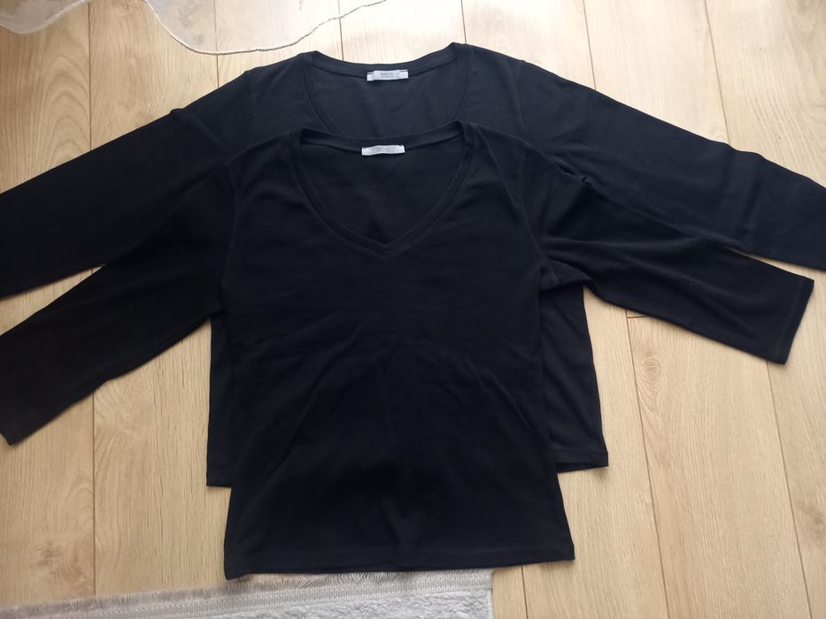 2 szt. Czarne bawełniane bluzki Marks & Spencer