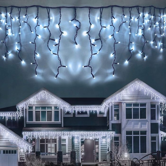 sople flash 500 led zewnętrzne białe zimne lampki +niebieski flash