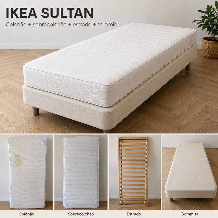 IKEA SULTAN – Cama Completa | Colchão + Sommier + Estrado