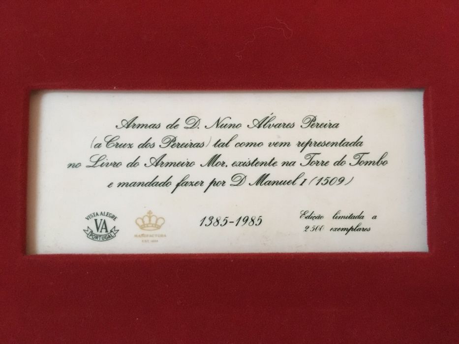 4 placas comemorativas Batalha Aljubarrota em porcelana Vista Alegre