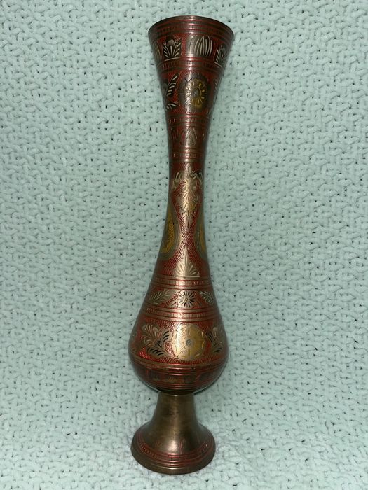 індійська латунна ваза з ручним розписом
