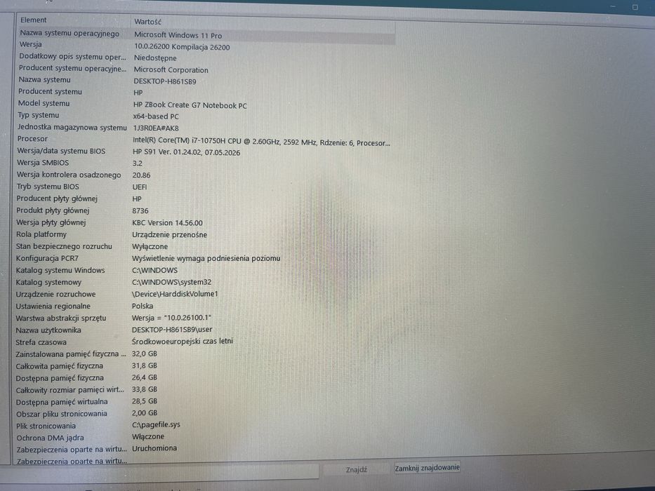 Laptop hp zbook create g7 + stacja dokujaca