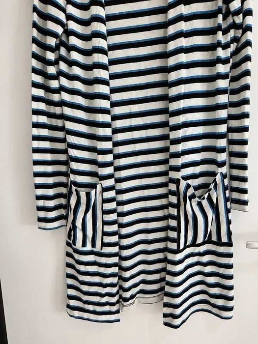 Cardigan Longo Vero Moda – Riscas Preto, Branco e Azul (Tam. S)