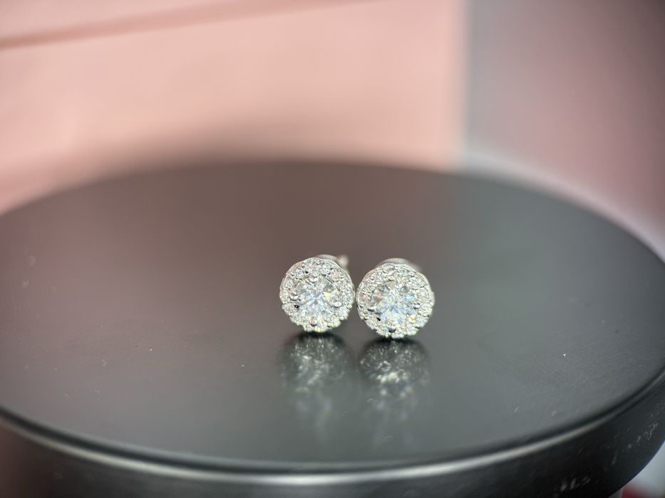 Сережки з діамантами GIA 1.08ct золото 585 бриллианты