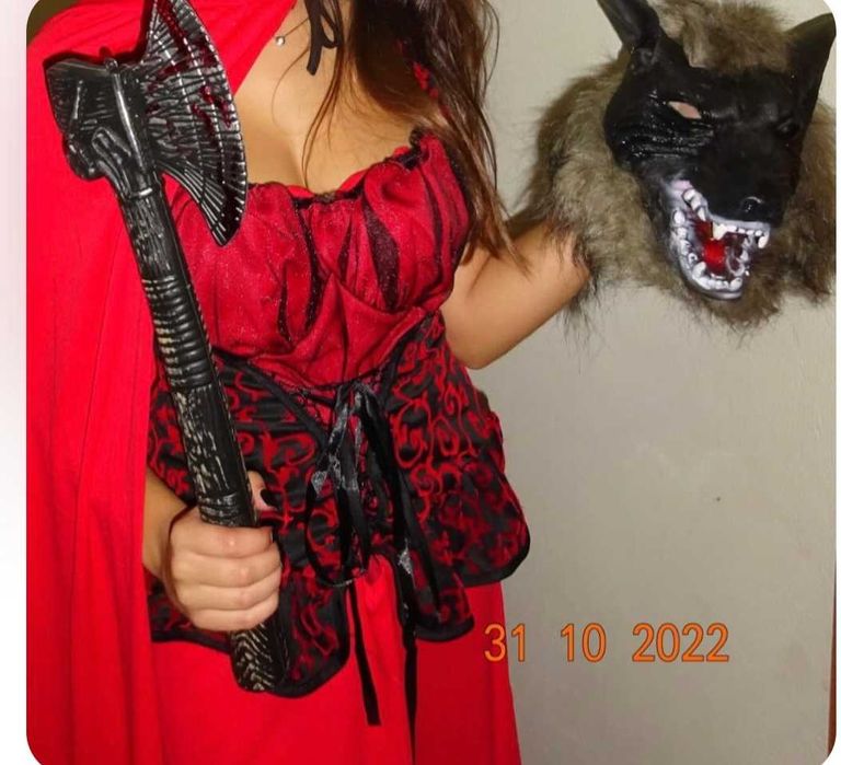 Fato Halloween caçadora de lobos+acessórios
