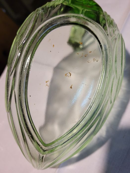 Szkło zielone owocarka przedmiot ozdobny w kształcie gęsi