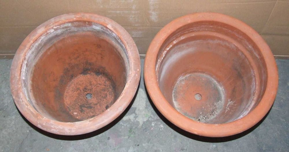 2x Duża gliniana donica ogrodowa fi 46 cm. doniczka ceramiczna