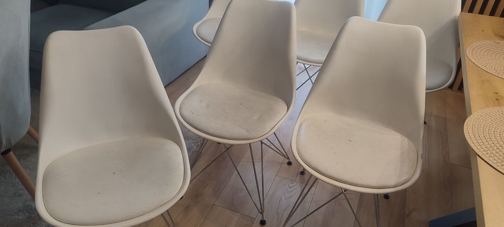 Krzesła białe 6szt plastikowe Eco skóra