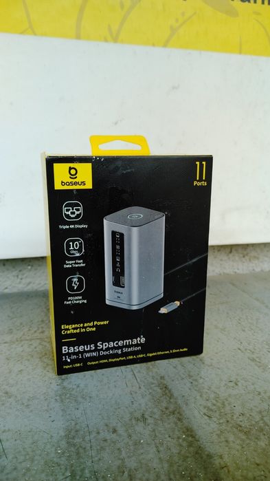 USB-хаб Baseus Spacemate 11-in-1 Docking Station Type-C для Windows, HDMI 4K 60Hz, LAN, PD 100W, USB 3.2 док станція