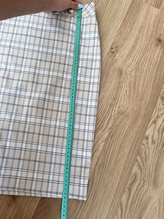 Spódnica 42 Taranko beżowa w kratkę krótka spódniczka nowa z metką