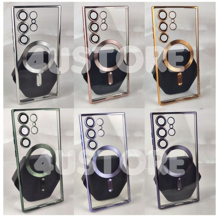 Чехол Chrome Magsafe на Samsung S23 S24 S25 Ultra чохол лінзами камер