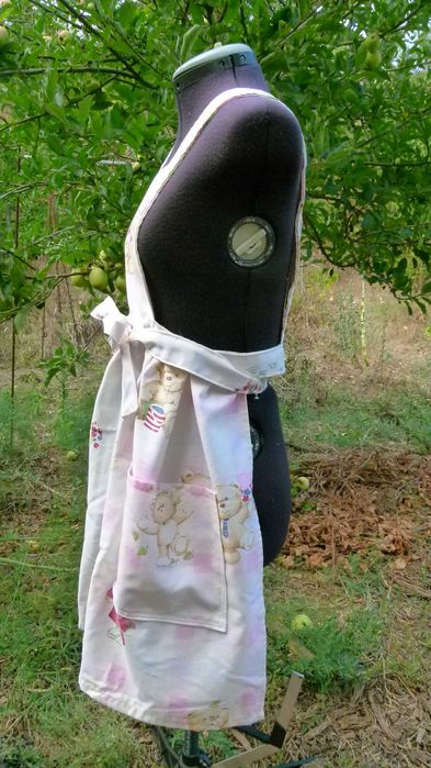 Avental de avental feito à mão com dois bolsos grandes