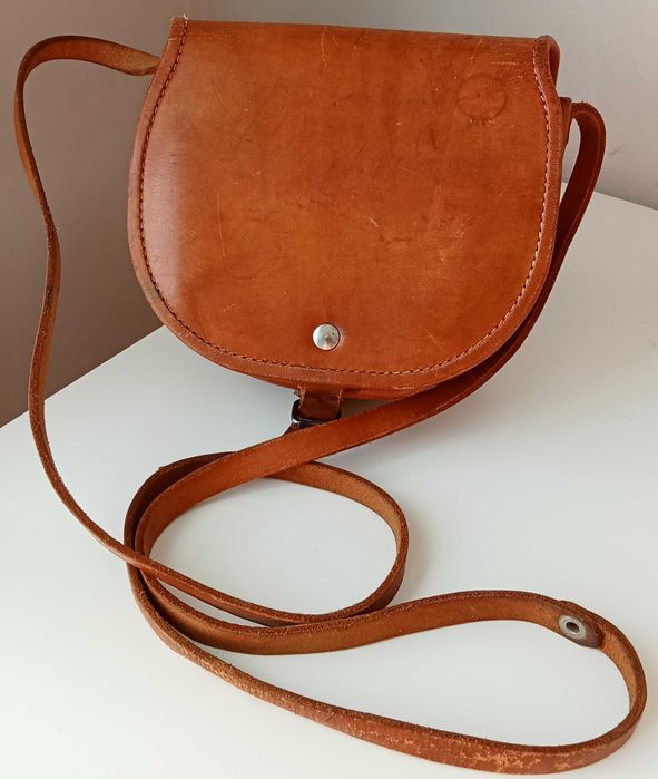 Вінтажна шкіряна жіноча сумка сідло гаман до вишиванки