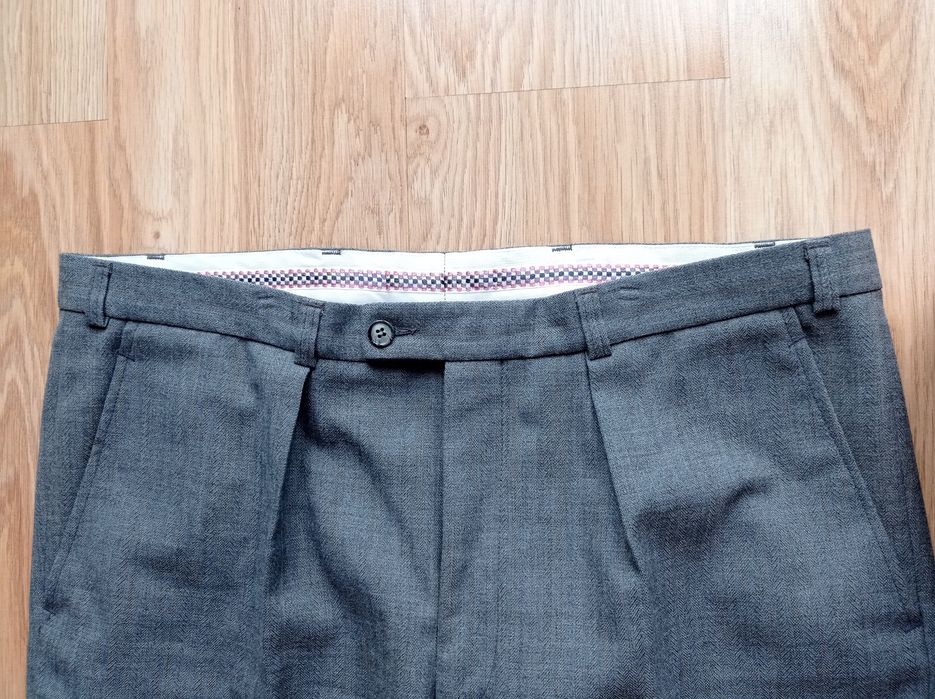 Szary komplet garnitur marynarka spodnie garniturowe XL elegancki frak