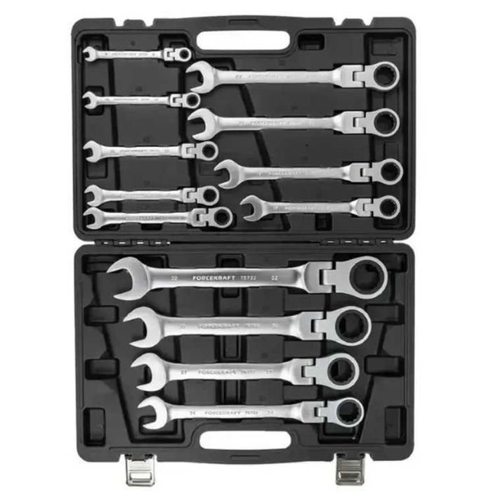 Набір ключів з тріскачкою та шарніром (8-32 мм) FORCEKRAFT FK-10340