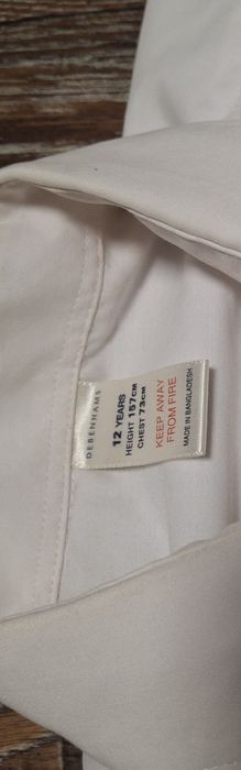 Белая рубашка с коротким рукавом для мальчика 12 лет