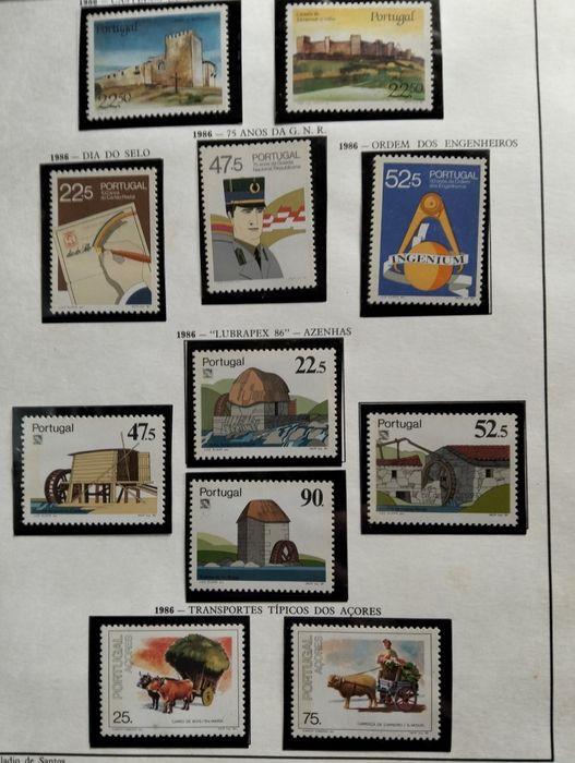 Selos não circulados de Portugal 1986 (Parcial)