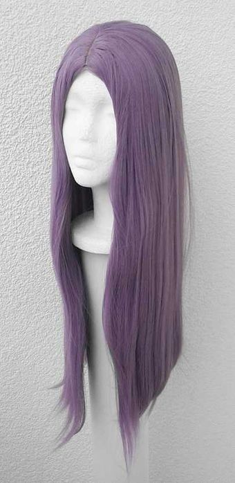 Fioletowa prosta długa peruka z przedziałkiem bez grzywki cosplay wig