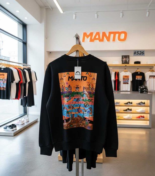 Чорний Світшот МАНТО — Мужская Кофта MATNO Society — XS S M L XL