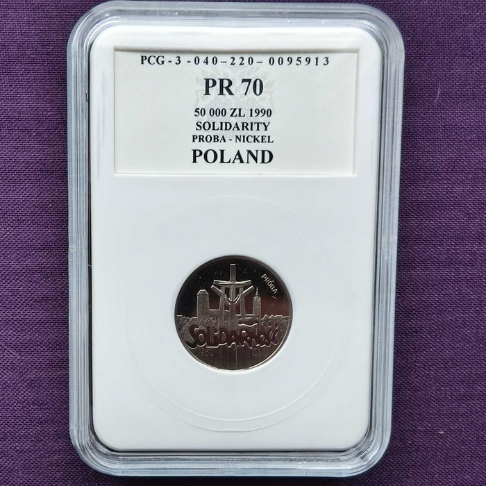 Solidarność - 1990 rok - 50000 zł - nikiel - moneta próbna - PR70