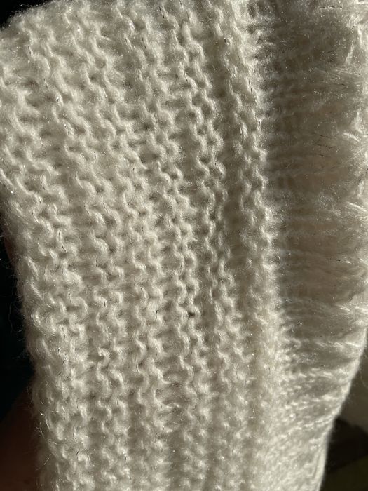 Komin wełniany szal moher 100% jasno kremowy ażurowy wzór