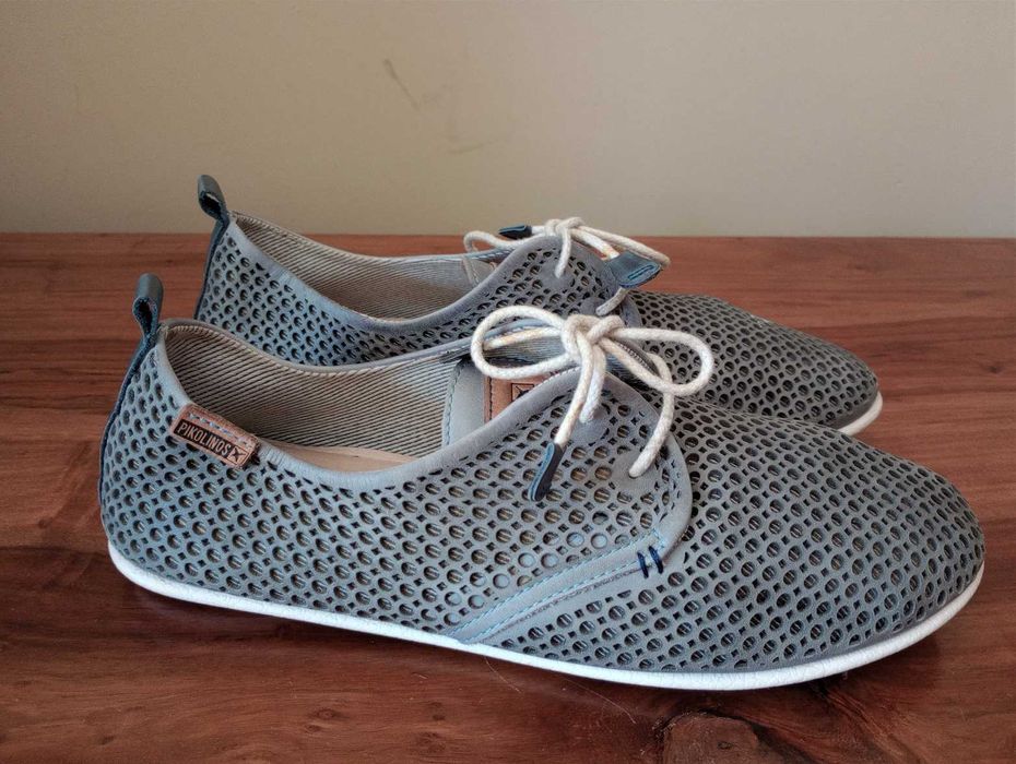 PIKOLINOS - szare ażurowe buty skórzane - rozm. 39
