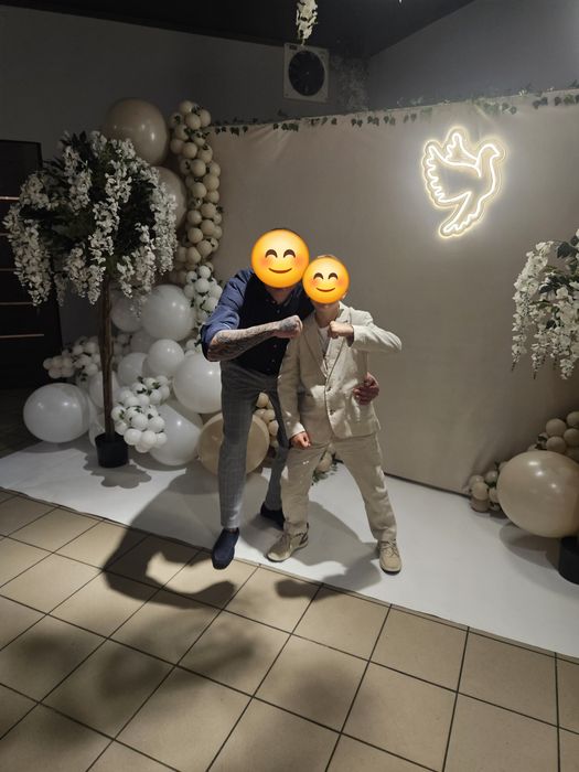 Garnitur  lniany jasny chłopiec 140 H&M