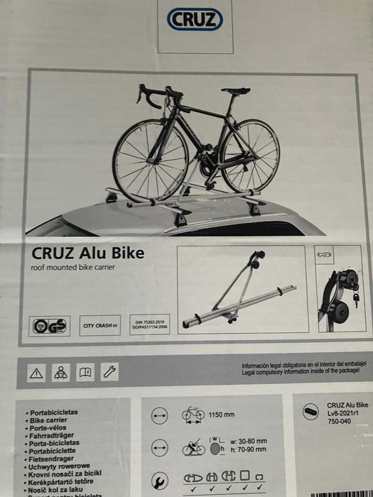 Cruz alu-bike suporte de tejadilho para bicicletas 1 bicicleta
