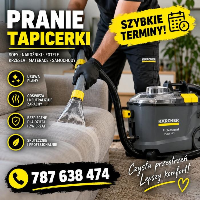Czyszczenie tapicerki, wynajem odkurzacza piorącego; Mam wolne terminy, dojadę do Ciebie i zrobię to profesjonalnie!
