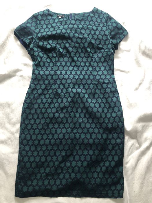 Elegancka sukienka granatowo-zielona rozm. 42