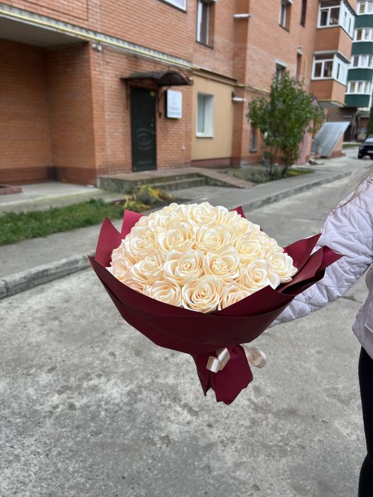 Букет троянд з атласної стрічки 37шт ( Букет Роз )