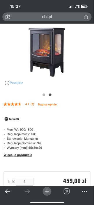 Kominek elektryczny ferretti