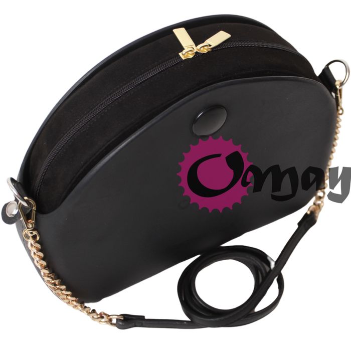 Czarny organizer do OBAG MOON LIGHT eko zamsz ZŁOTO 2 kieszenie OMAY