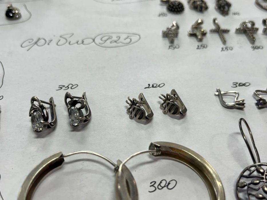 Срібні Сережки жіночі дитячі кулон хрестик