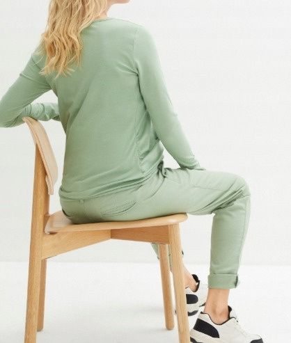 B.P.C szałwiowa bluzka ciążowa bawełniana długi rękaw r.40/42